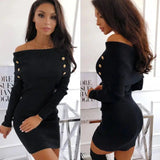 LOVEMI - Lovemi - Sexy off-the-shoulder tight-fitting hip knit skirt