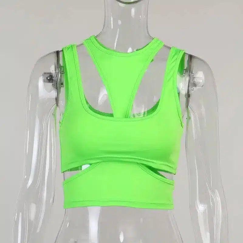 Women's Sports Bra with Adjustable Straps-Green-6