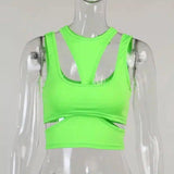 Women's Sports Bra with Adjustable Straps-Green-6