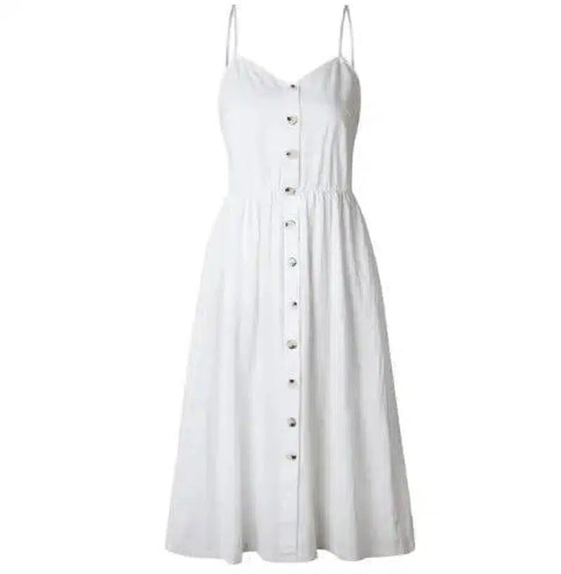 Suspender Button Pocket Halter Dress-11