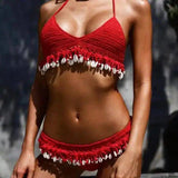 Women's Shell-Embellished Crochet Bikini Set-1