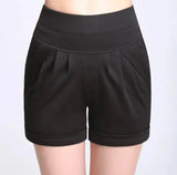 Shorts Chiffon Women Cotton Casual-Black-17