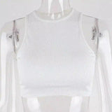 White Ribbed Crop Top – Stylish and Comfortable Tank-White-2