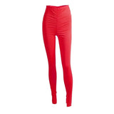 LOVEMI - Lovemi - Solid color pleated leggings