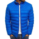 Stand-Up Collar Color Simple And Atmospheric Cotton Jacket-Royal Blue-3