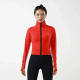 Women's High-Collar Athletic Jacket-Red-1