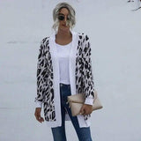 Tie-dye Christmas Leopard Print Knitted Cardigan Jacket-Black leopard print-7