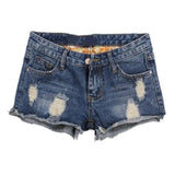 Torn Denim Shorts For Women-Lightblue-10