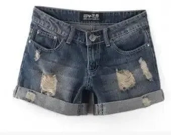 Torn Denim Shorts For Women-Darkblue-23