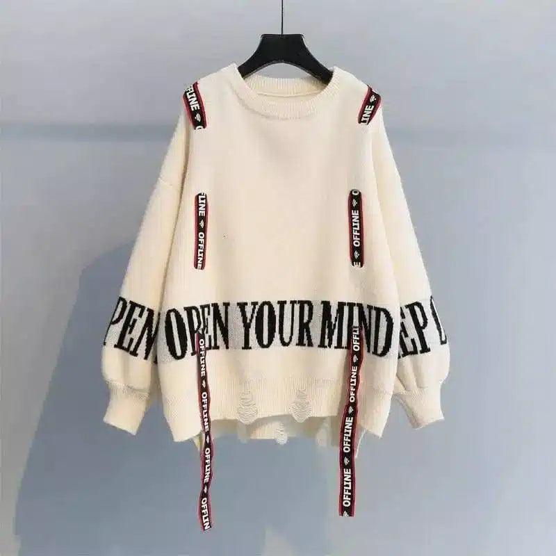 LOVEMI - Lovemi - Turtleneck sweater letter holes