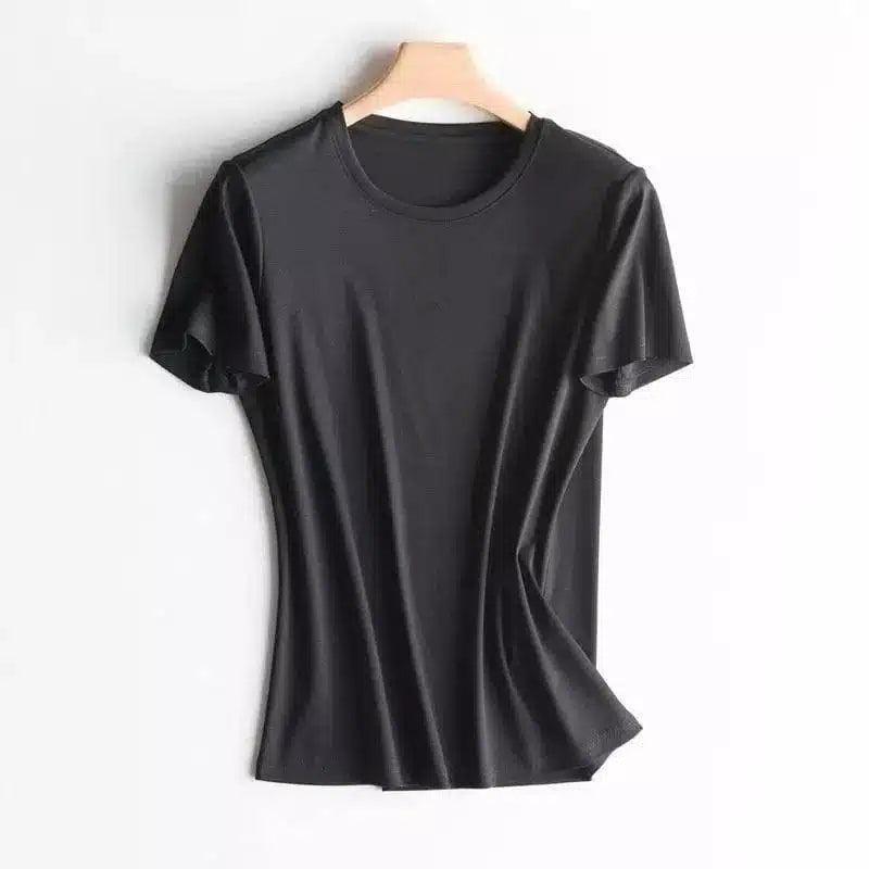 LOVEMI - Lovemi - V-neck mercerized cotton T-shirt