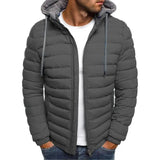 Warm Hooded Casual Cotton Jacket-Gray-1