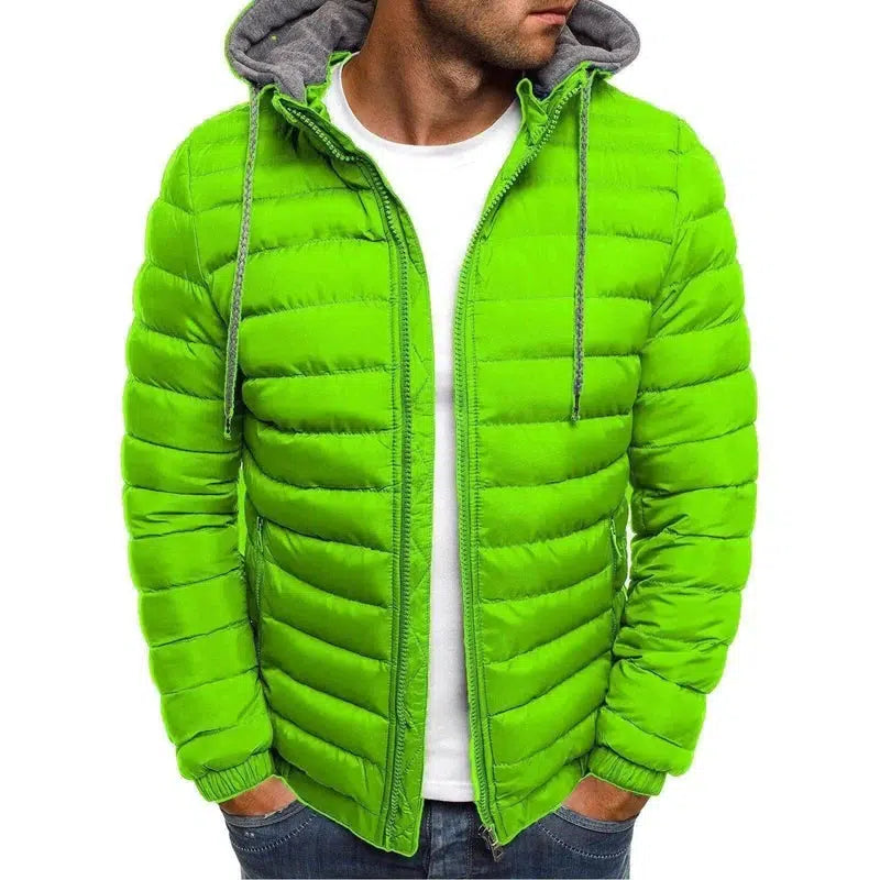 Warm Hooded Casual Cotton Jacket-Green-5