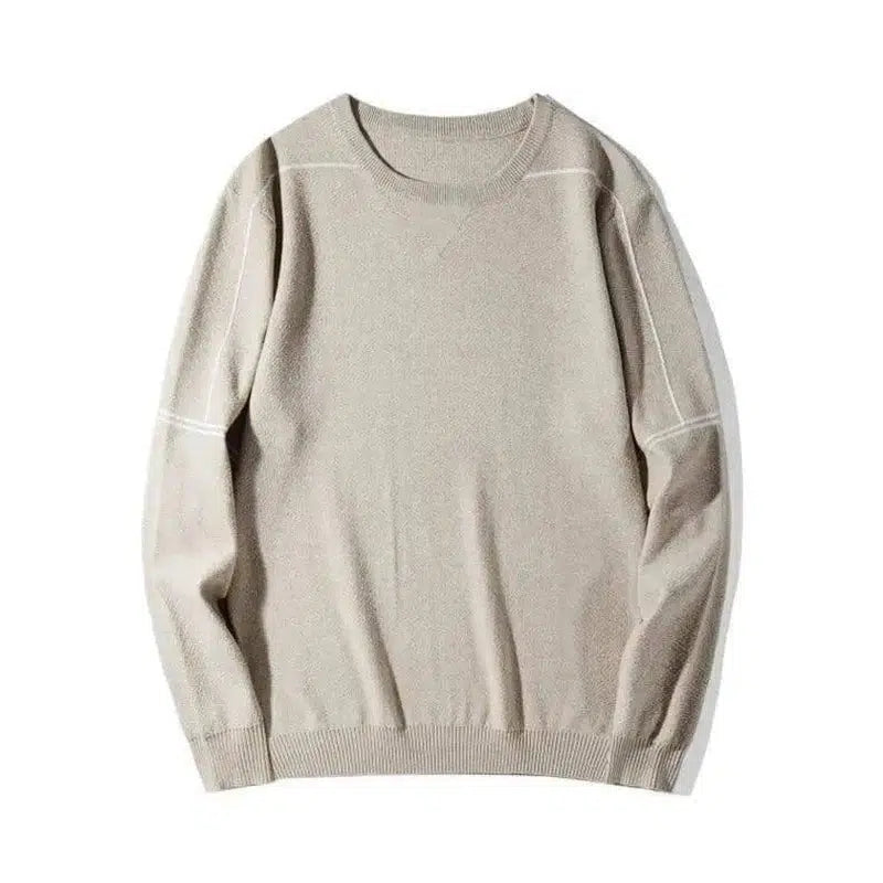 Winter Long Sleeve Loose Round Neck Sweater-Apricot-2