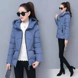 Winter Puffer Jacket with Hood for Women-Blue-6