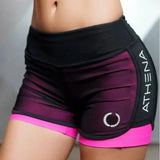 Women Casual Short for Workout - Fake Two Sports Shorts-Pink-8