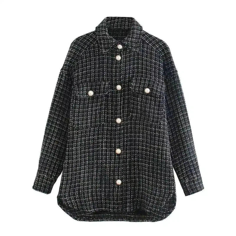 LOVEMI - Lovemi - Women Plaid Pattern Thick Coats Jacket Pearl