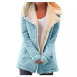 Women's Fleece-Lined Denim Jacket-Blue-7