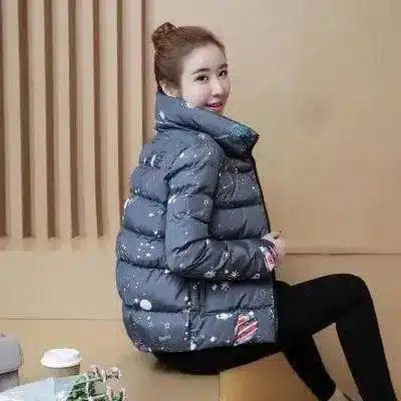 Winter Hooded Puffer Jacket for Women-Grey-2