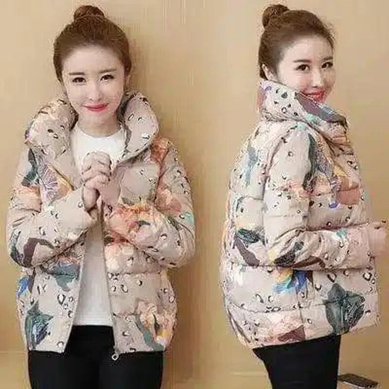 Winter Hooded Puffer Jacket for Women-Beige-3