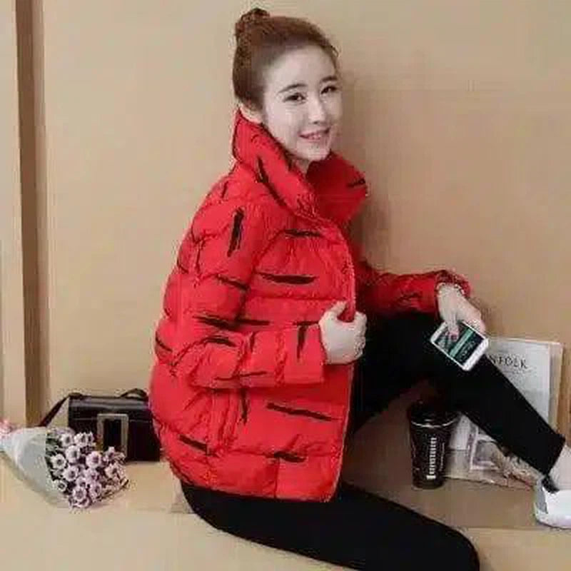 Winter Hooded Puffer Jacket for Women-Red-5