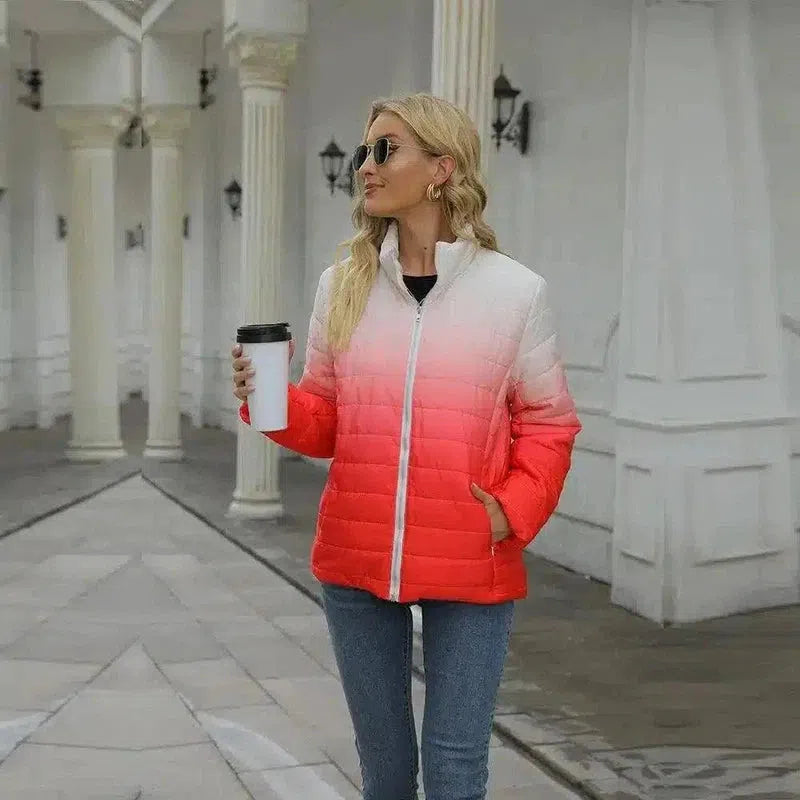 Women's Quilted Insulated Jacket-Red-2