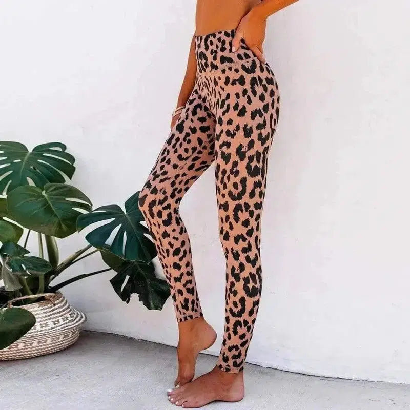 Women's leopard print yoga pants-Pink-4