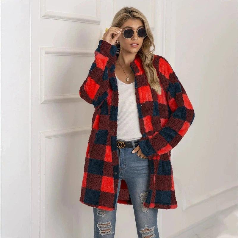 LOVEMI - Lovemi - Women's Long-sleeved Plaid Print Mid-length Shirt