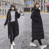 Women's Hooded Long Puffer Coat-Black-7