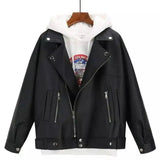 LOVEMI - Lovemi - Women's Short Motorcycle Short Leather Jacket