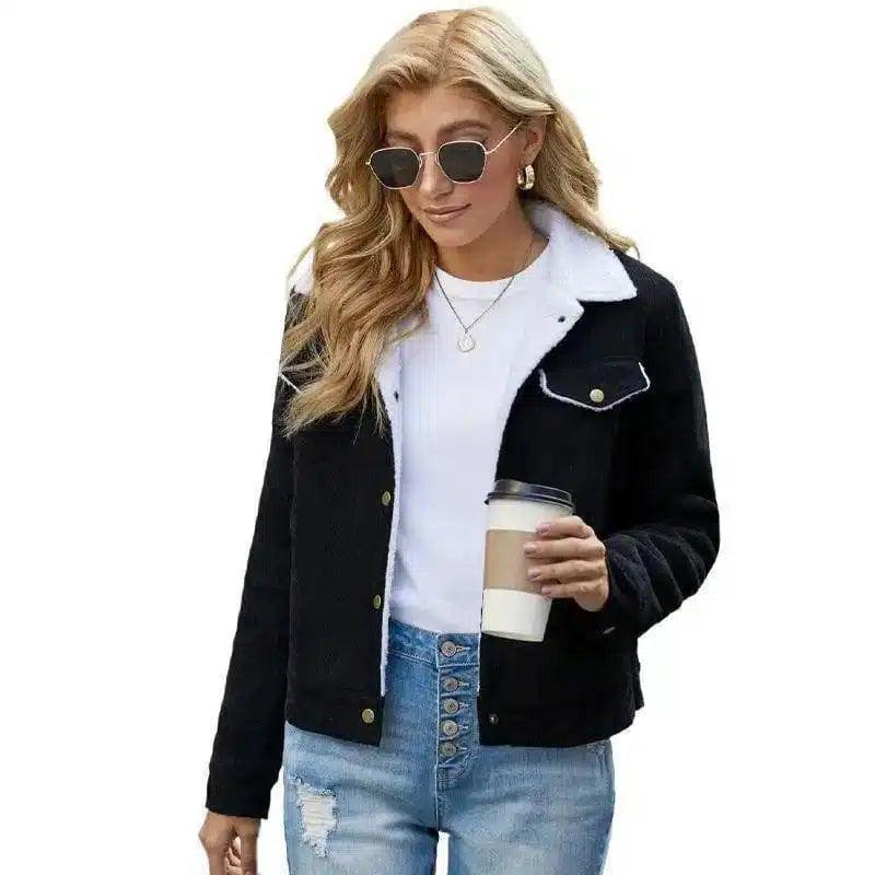 Warm Sherpa-Lined Casual Jacket-Black-3