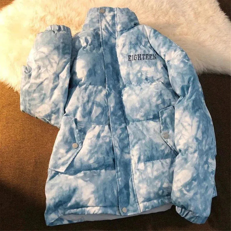 Insulated Puffer Jacket with Zip Closure-Blue-2