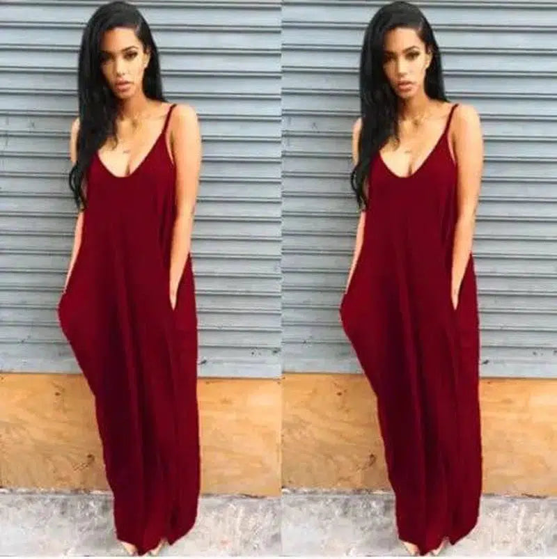 Women Summer Dress 2019 Casual Long Dresses Plus Size-WineRed-33