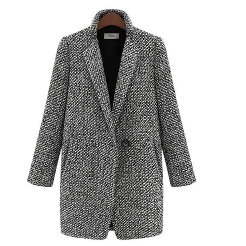 Wool Blend Mid-Length Women's Coat-Grey-2