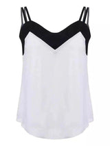 Women's V-Neck Spaghetti Strap Top-White-2