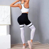 LOVEMI - Lovemi - Yoga leggings black and white stitching hip