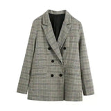 Double-Breasted Suit Jacket & Trousers Set-2785 large grid suit jacket-2