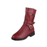 Low Heel Belt Buckle Fashion Martin Boots Women-7