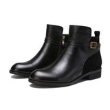 Low Heel Boot Women Buckle Shoes Fall Winter Waterproof-Black-4