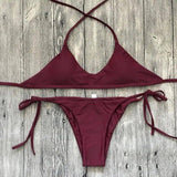 Low waist sexy bikini-Red-2