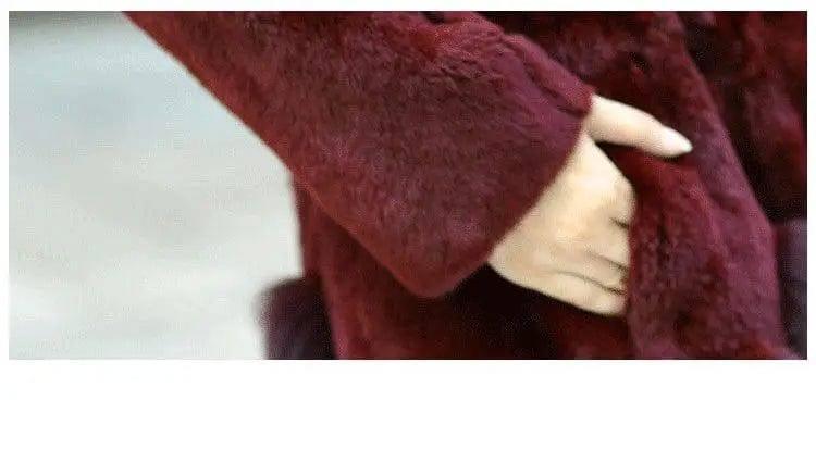 Luxurious Mid-Length Mother Coat with Fox Fur Collar-4