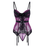 Luxury Lace Corset: Elegant Women's Lingerie Essentials-PURPLE-4