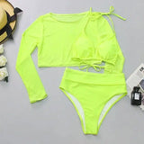 Three-piece Bikini Split Swimsuit-Green-4