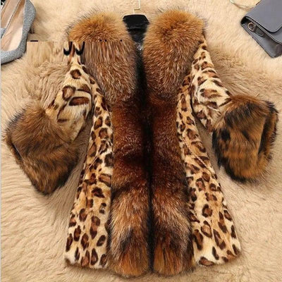 Mid Length Leopard Print Coat In Autumn And Winter For Women-1