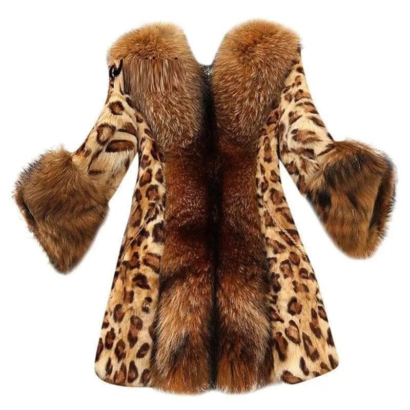 Mid Length Leopard Print Coat In Autumn And Winter For Women-7