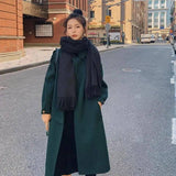 Mid-length Woolen Coat Over-the-knee Waist British Style-2