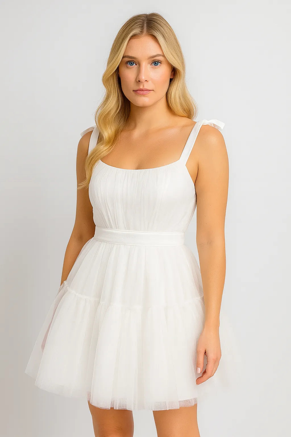 Elegant Tie-Shoulder Mesh