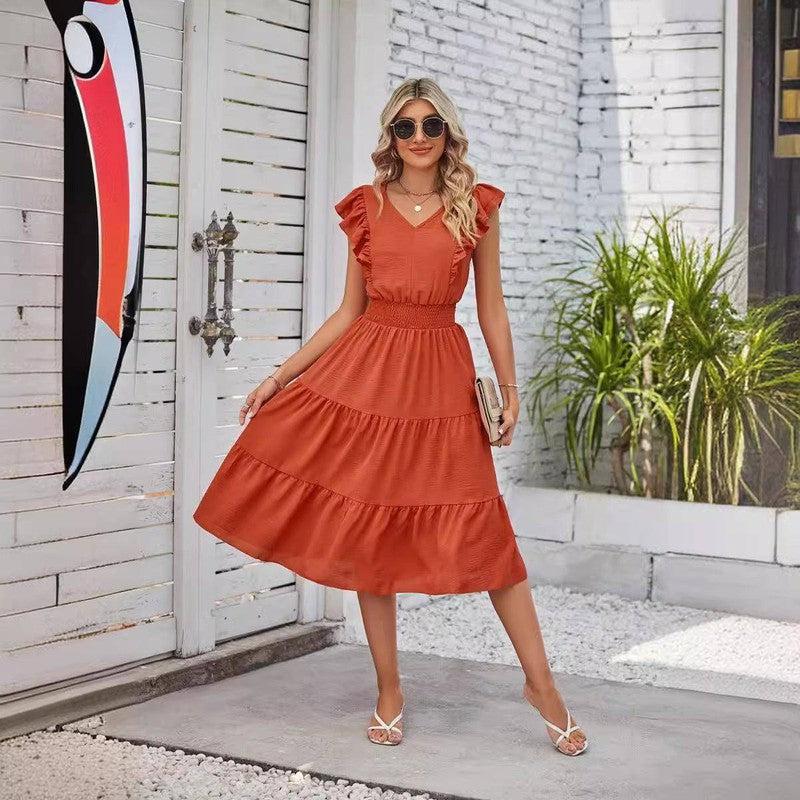 Chic Fall Navy Dress for Every Occasion-Orange Red-7