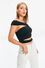 New Sexy Slim Vest Pleated Oblique Shoulder Strap-3