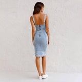 New U-neck Suspender Denim Dress Summer Casual Tight Slim-5